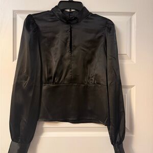 Elegant Black Satin Blouse
